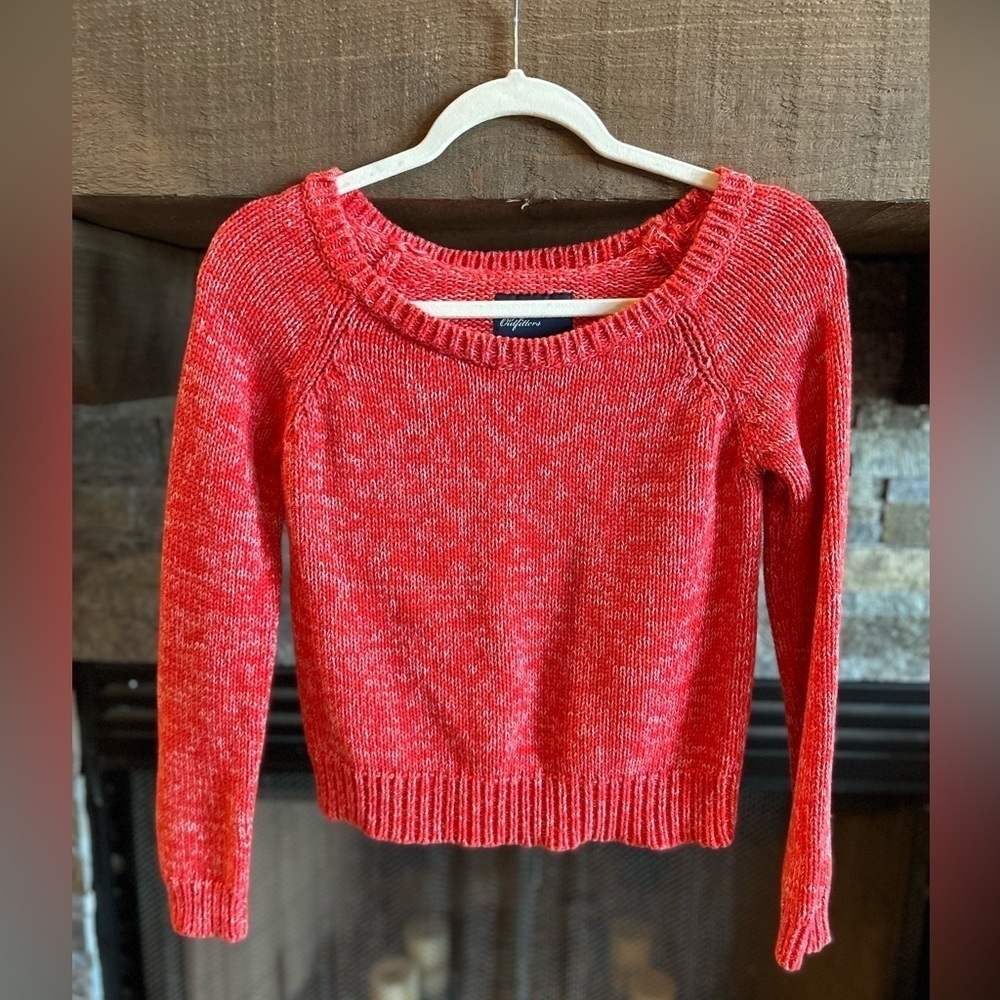American Eagle Outfitter Red Crop Knit Sweater Size Small